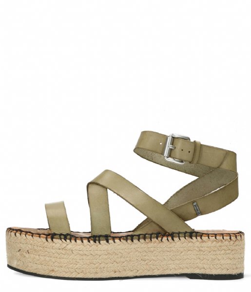 Shabbies  Espadrille Sandal Natural Dyed Smooth Leather Green (7001)